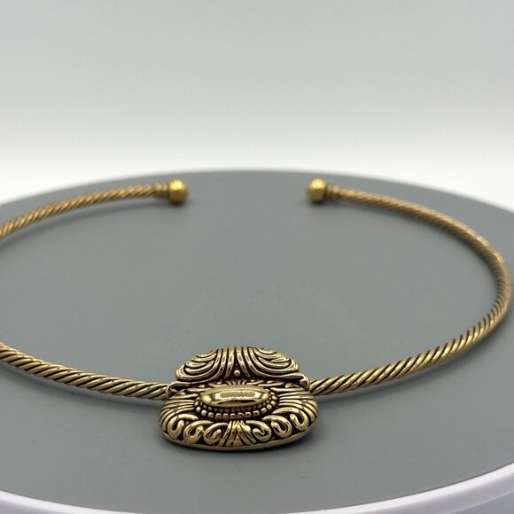 Premiere Designs Gold-Tone Twisted Wire Necklace With Ornate Pendant - Picture 8 of 13